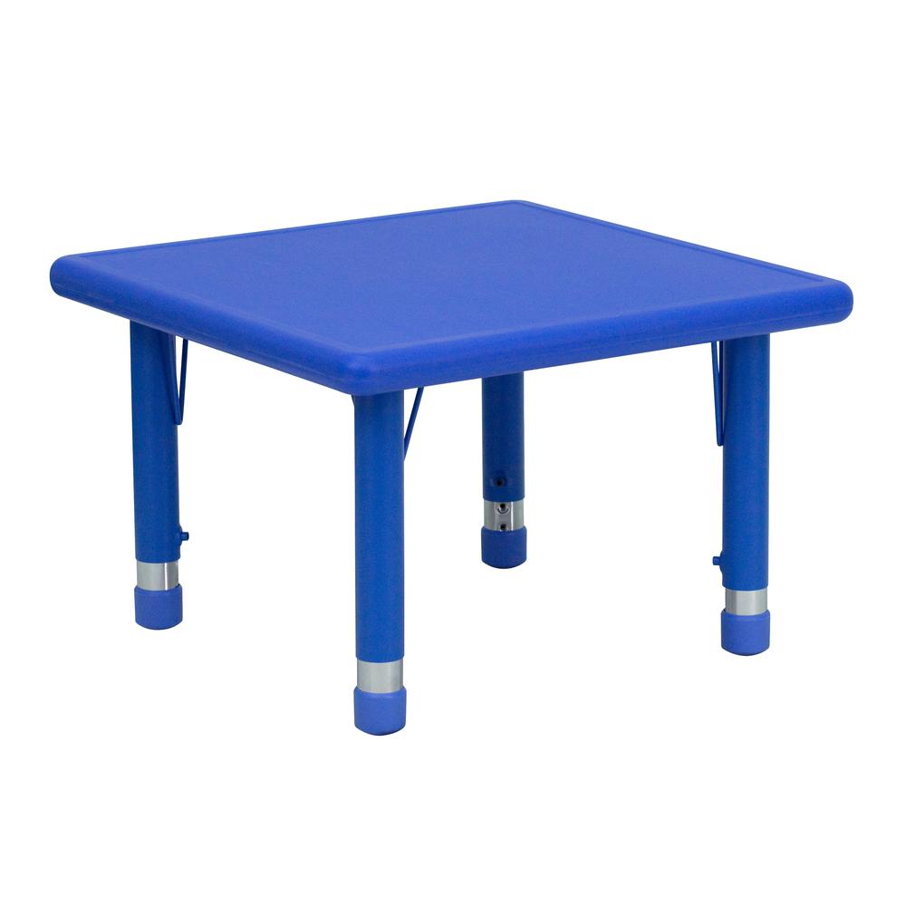 Image of 24'' Square Blue Plastic Height Adjustable Activity Table
