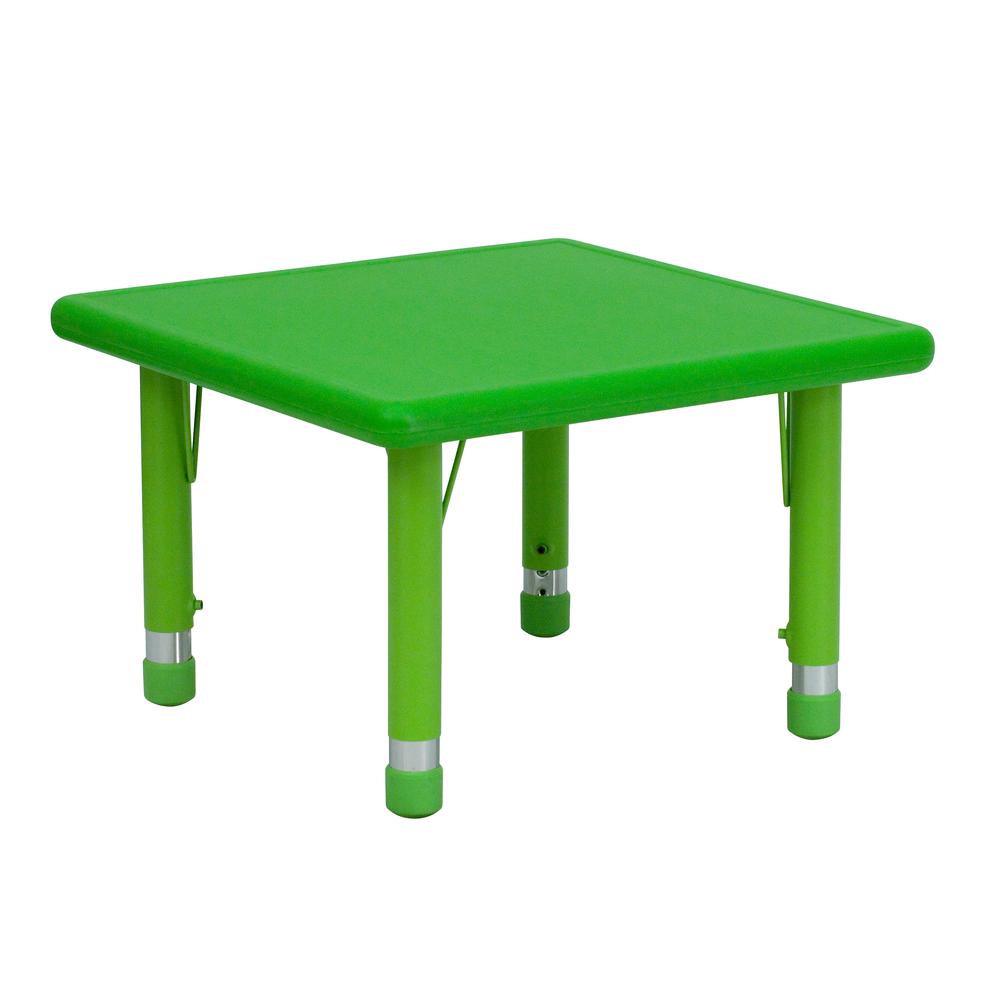 Image of 24'' Square Green Plastic Height Adjustable Activity Table