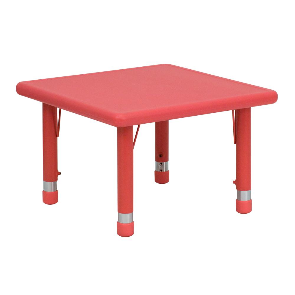 Image of 24'' Square Red Plastic Height Adjustable Activity Table