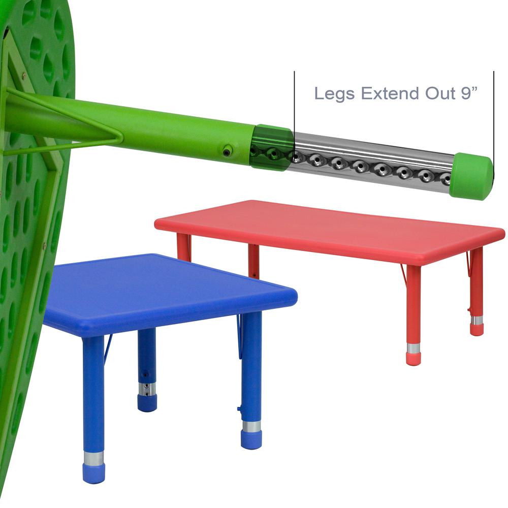 35''W X 65''L Half-Moon Green Plastic Height Adjustable Activity Table