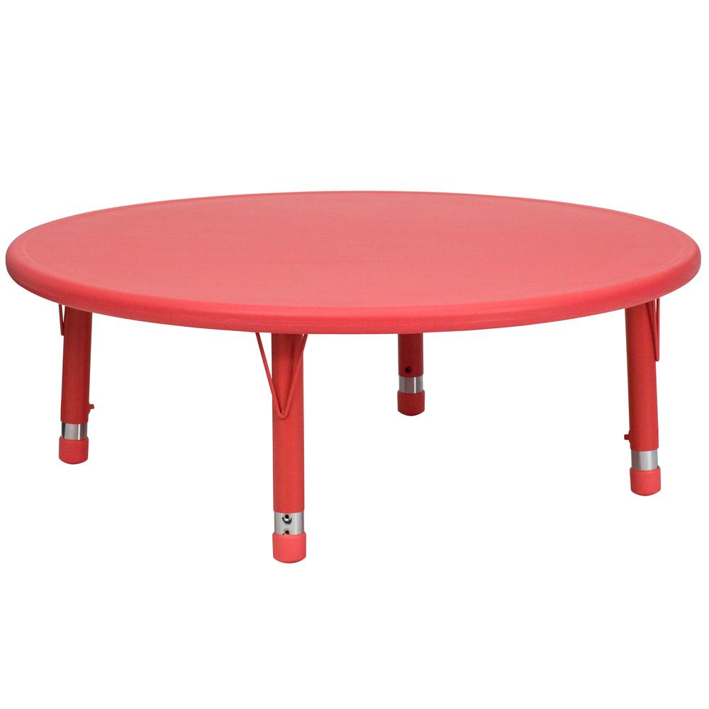 Image of 45'' Round Red Plastic Height Adjustable Activity Table