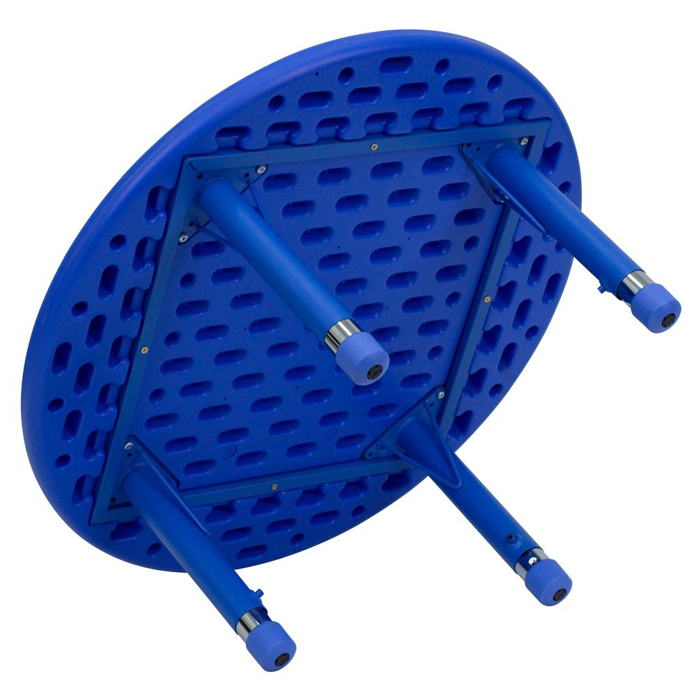 33'' Round Blue Plastic Height Adjustable Activity Table
