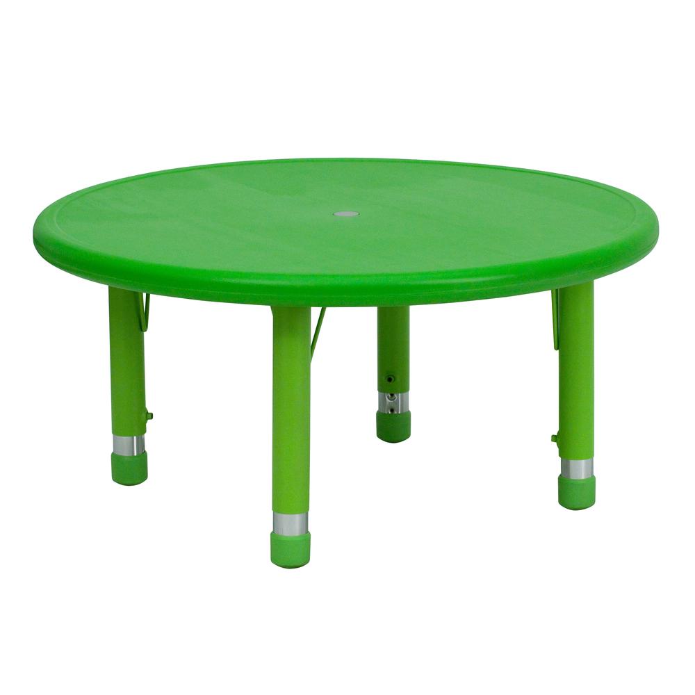 Image of 33'' Round Green Plastic Height Adjustable Activity Table