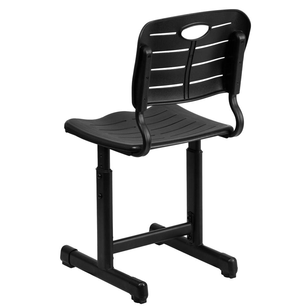 Black Student Chair with Adjustable Height and Pedestal Frame