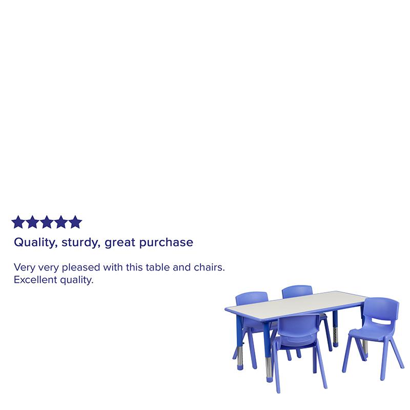 23.625-W x 47.25-L Blue Plastic Activity Table Set with 4 Chairs