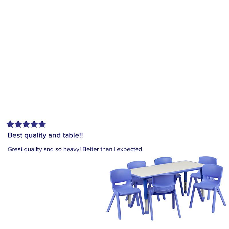 23.625-W x 47.25-L Blue Plastic Activity Table Set with 6 Chairs