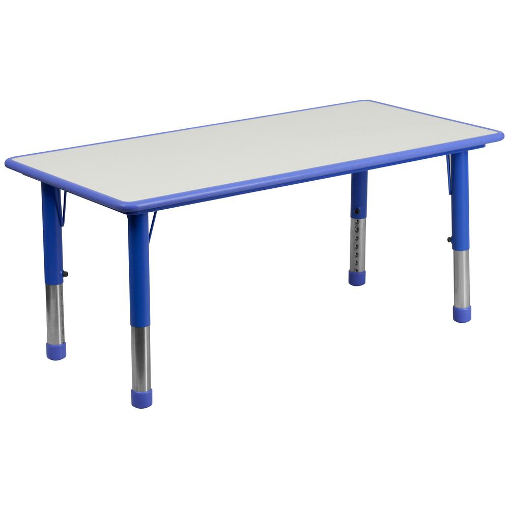 23.625-W x 47.25-L Blue Plastic Height Adjustable Activity Table with Grey Top