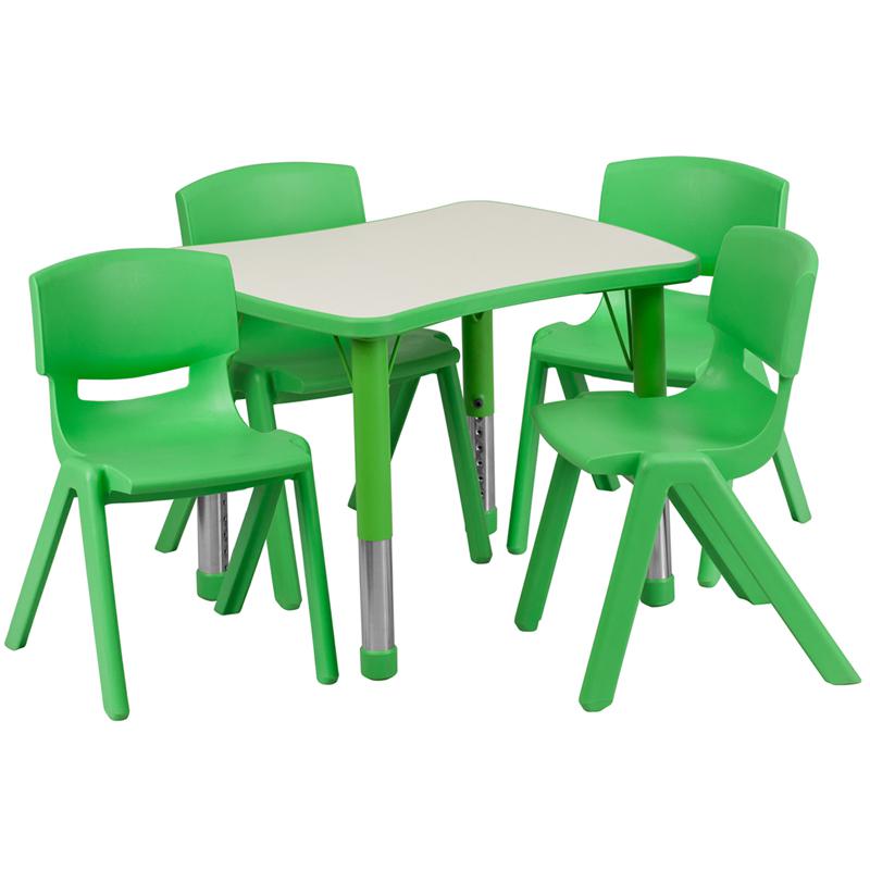 21.875-W x 26.625-L Green Plastic Activity Table Set with 4 Chairs