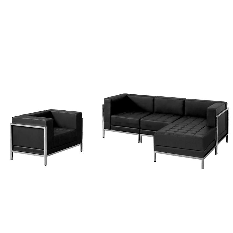 Hercules Imagination Series Black Leathersoft Sectional & Chair, 5 Pieces