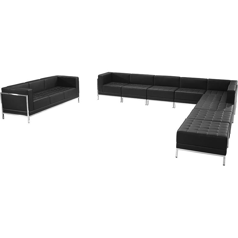HERCULES Imagination Series Black LeatherSoft Sectional and Sofa Set - 10 Pieces