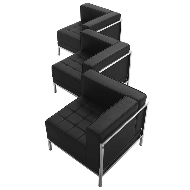 Image of Hercules Imagination Series Black Leathersoft 3 Piece Corner Chair Set
