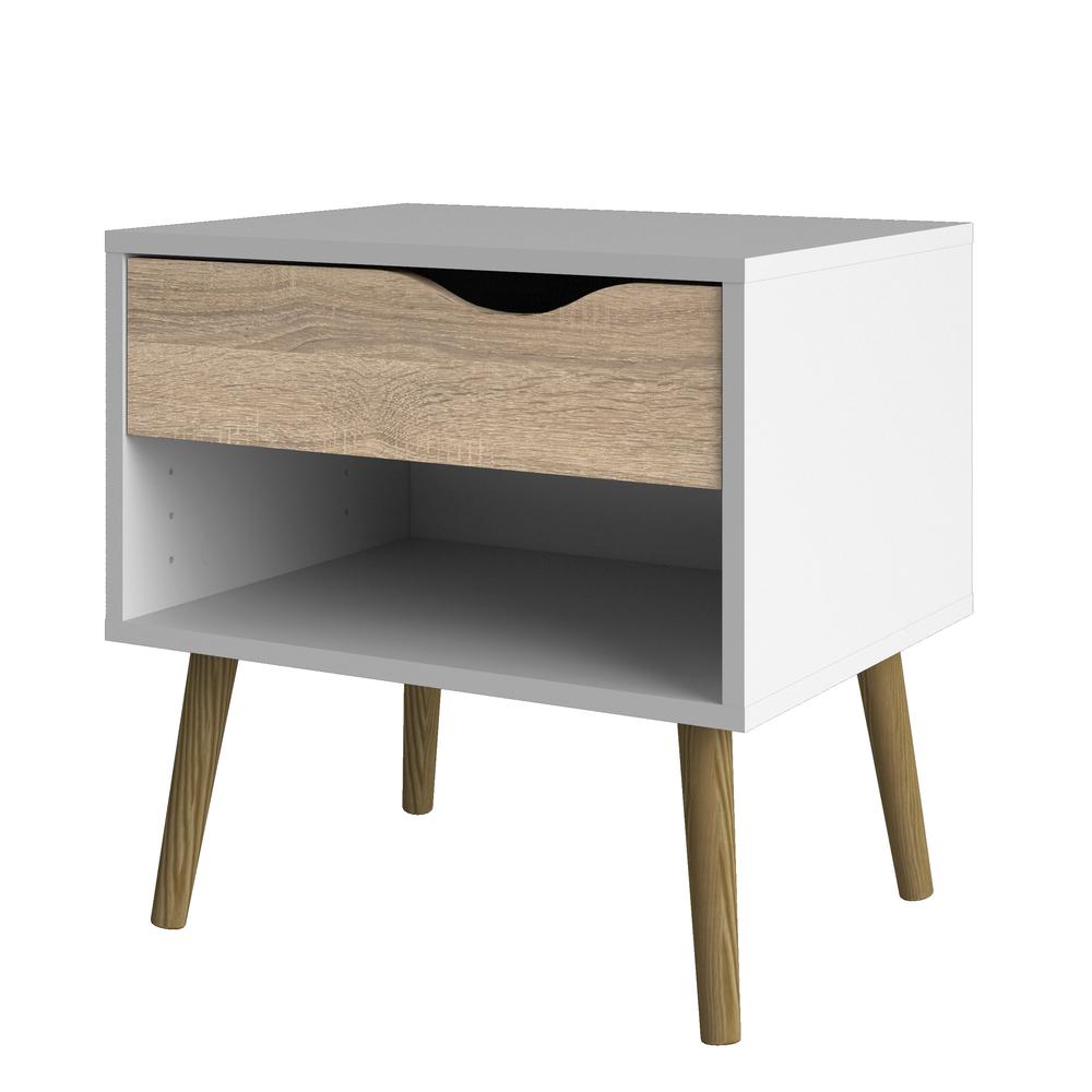Image of Diana 1 Drawer Nightstand - White/Oak Structure