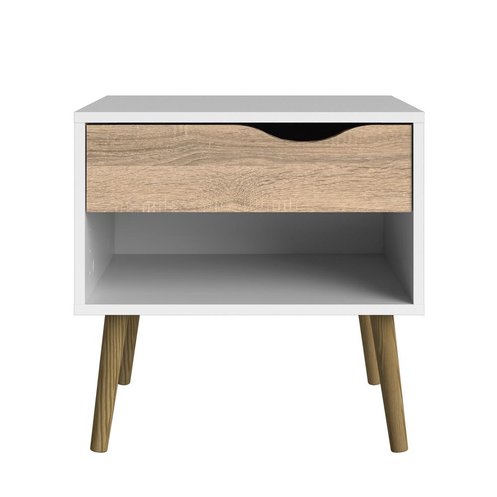 Diana 1 Drawer Nightstand - White/Oak Structure