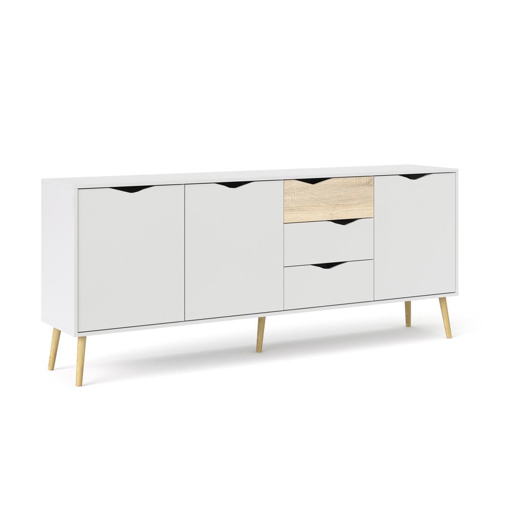Image of Diana Sideboard With 3 Doors And 3 Drawers, White/Oak Structure