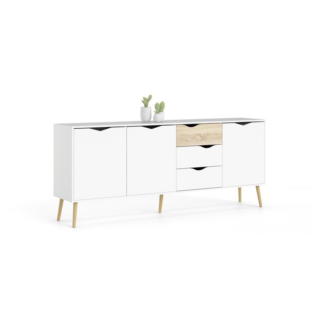Diana Sideboard With 3 Doors And 3 Drawers, White/Oak Structure