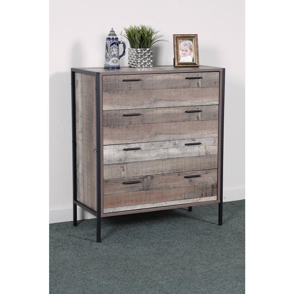 Image of Four Drawer Chest With Metal Frame And Legs