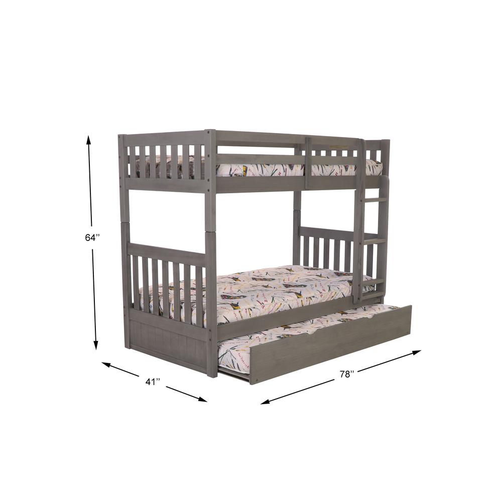Solid Pine Twin/Twin Bunk Bed With Twin Trundle