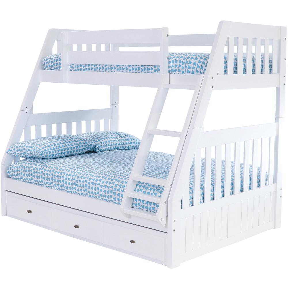 Image of Solid Pine Twin Over Full Bunk Bed With Three Drawers
