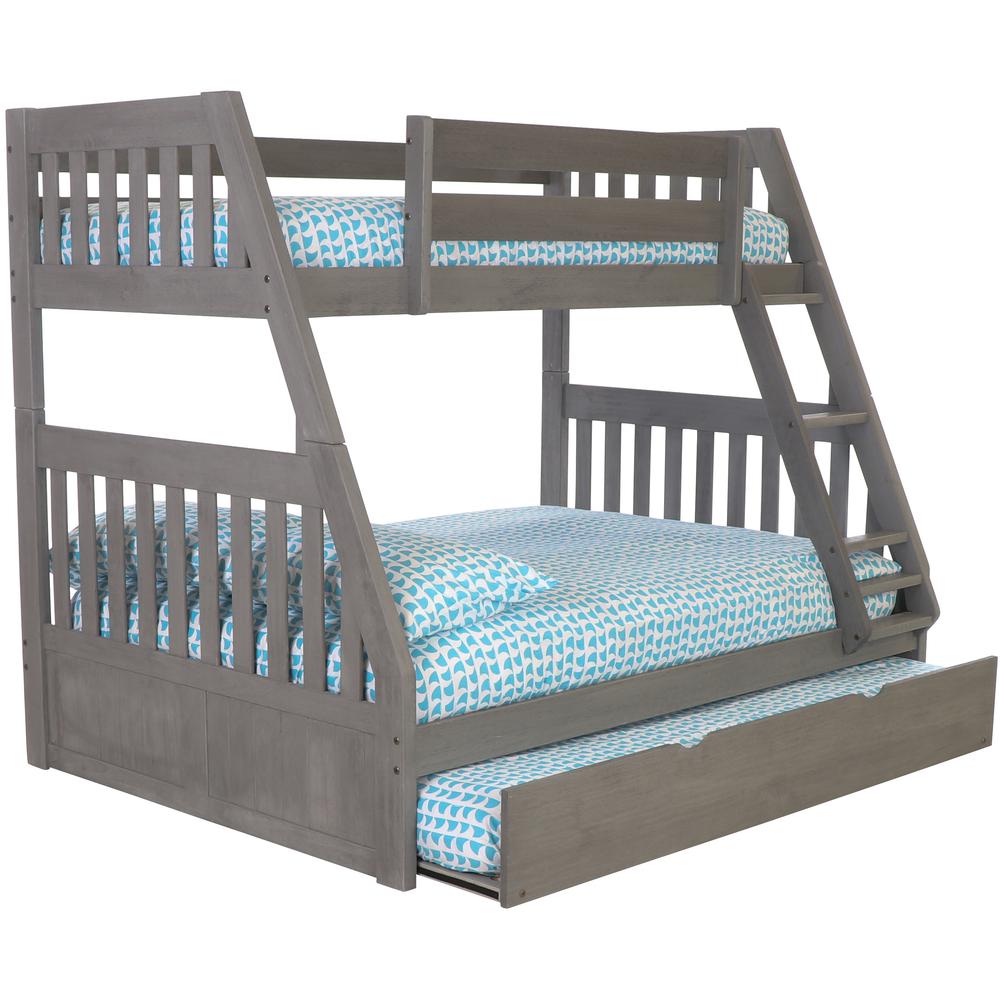 Image of Solid Pine Twin/Full Bunk Bed With Twin Trundle