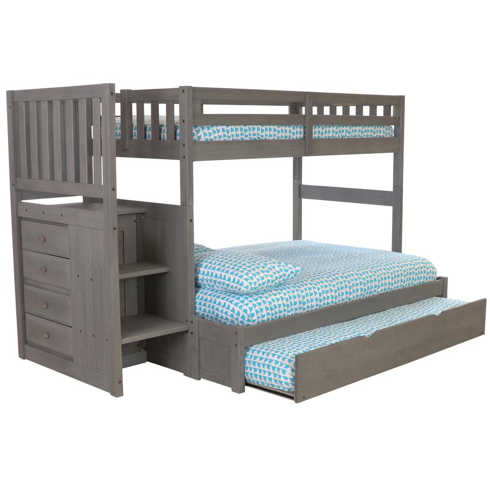 Image of Mission Staircase Twin Over Full Bunk Bed With Four Drawers