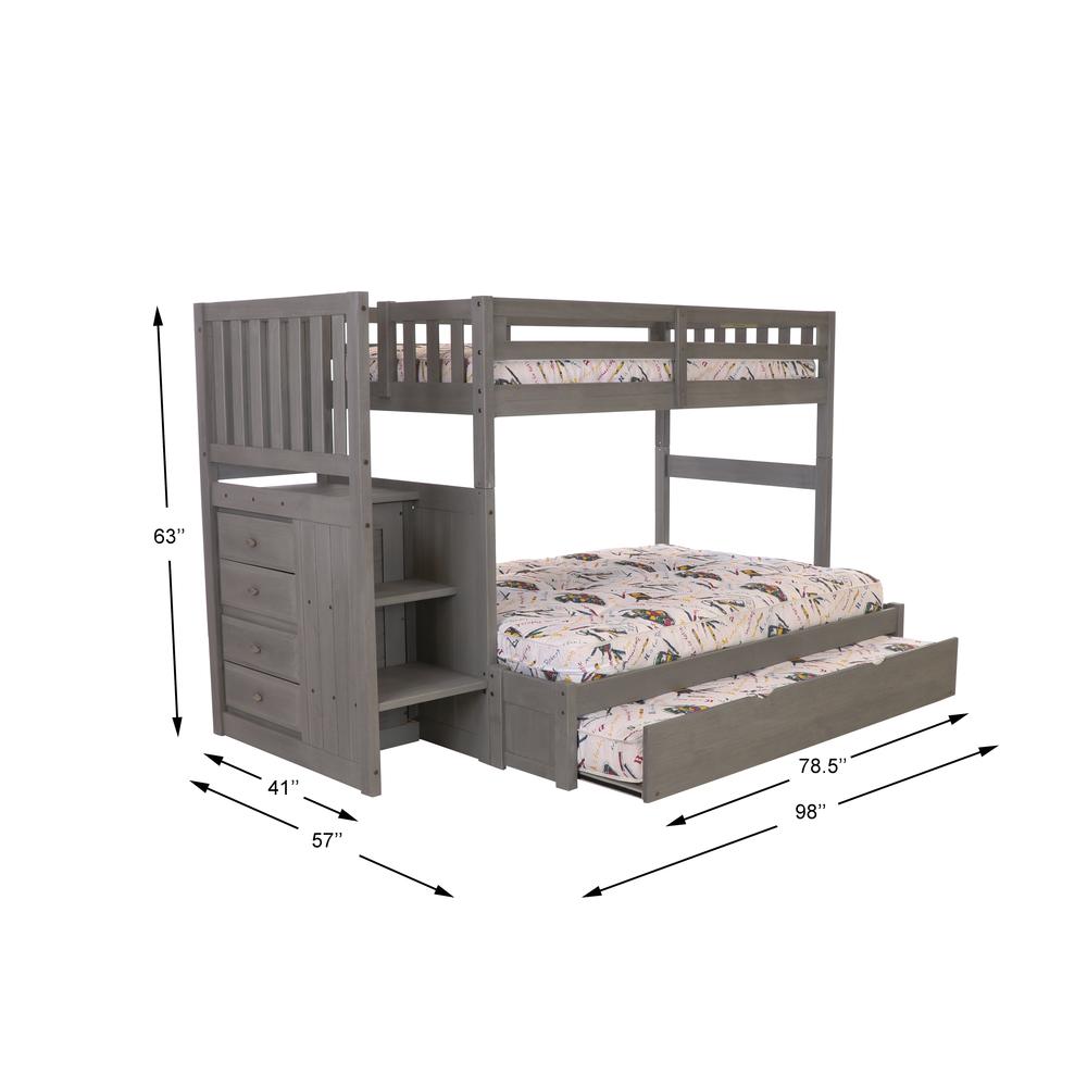 Mission Staircase Twin Over Full Bunk Bed With Four Drawers