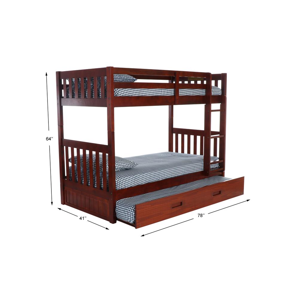 Mission Twin Over Twin Bunk Bed With Roll Out Twin Trundle Bed