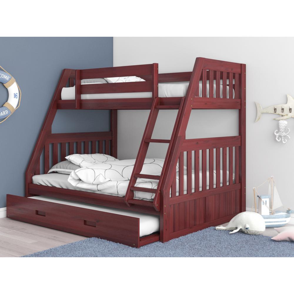Mission Twin Over Full Bunk Bed With Roll Out Twin Trundle Bed