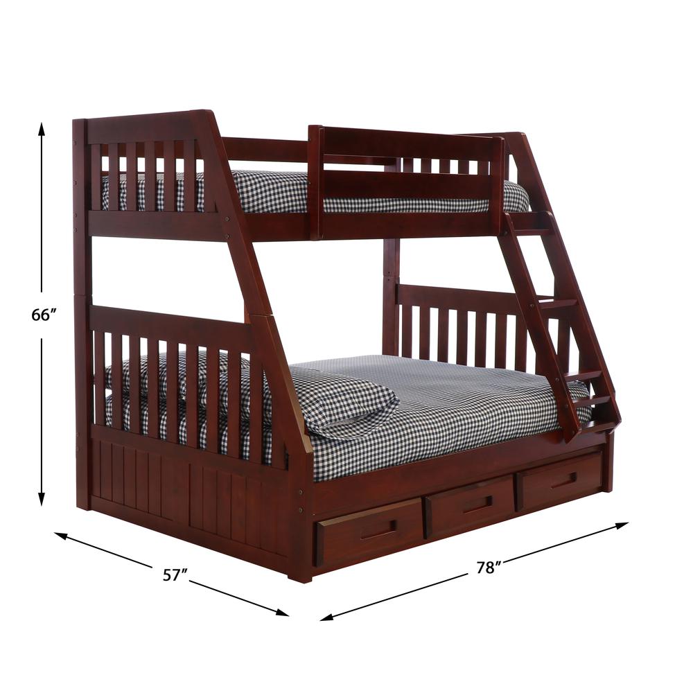 Mission Twin Over Full Bunk Bed With Three Drawers