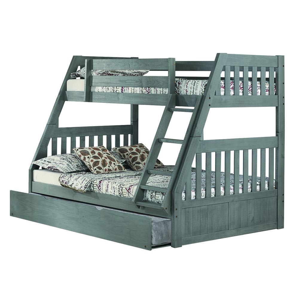 Solid Pine Twin/Full Bunk Bed With Twin Trundle