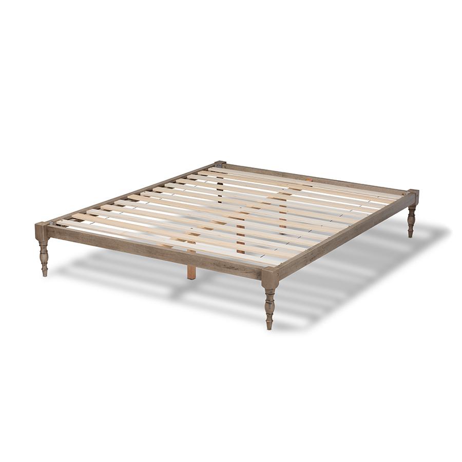 Baxton Studio Iseline Modern And Contemporary Antique Grey Finished Wood Full Size Platform Bed Frame