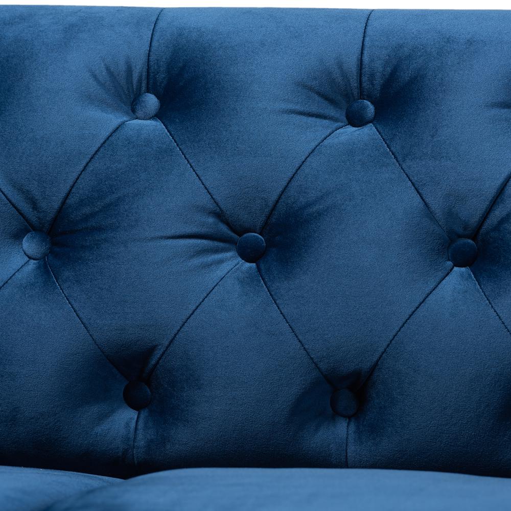 Baxton Studio Emma Traditional And Transitional Navy Blue Velvet Fabric Upholstered And Button Tufted Chesterfield Sofa