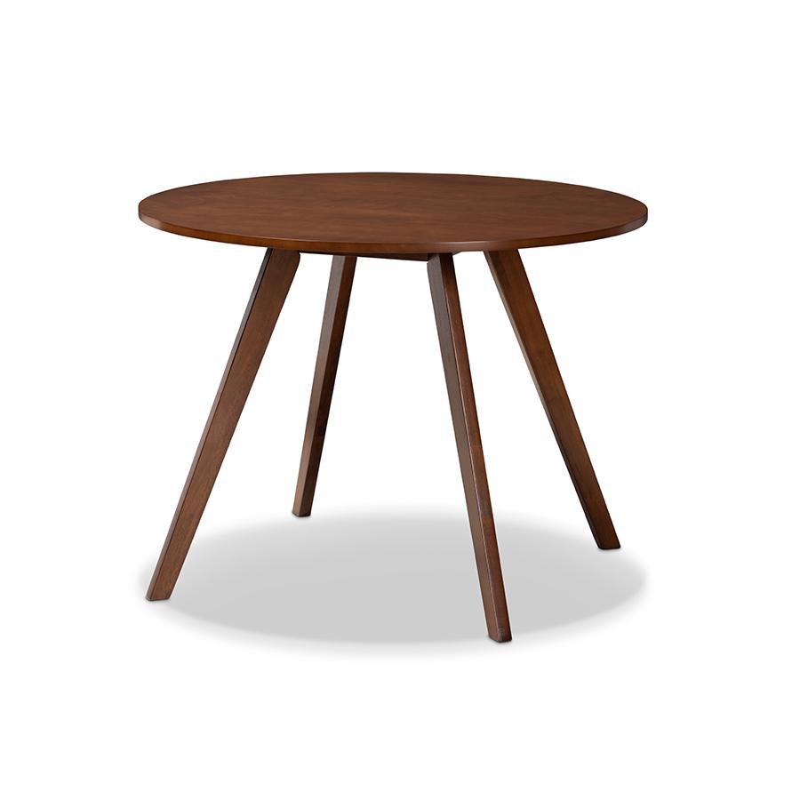 Image of Alana Mid-Century Modern Transitional Walnut Brown Finished Round Wood Dining Table