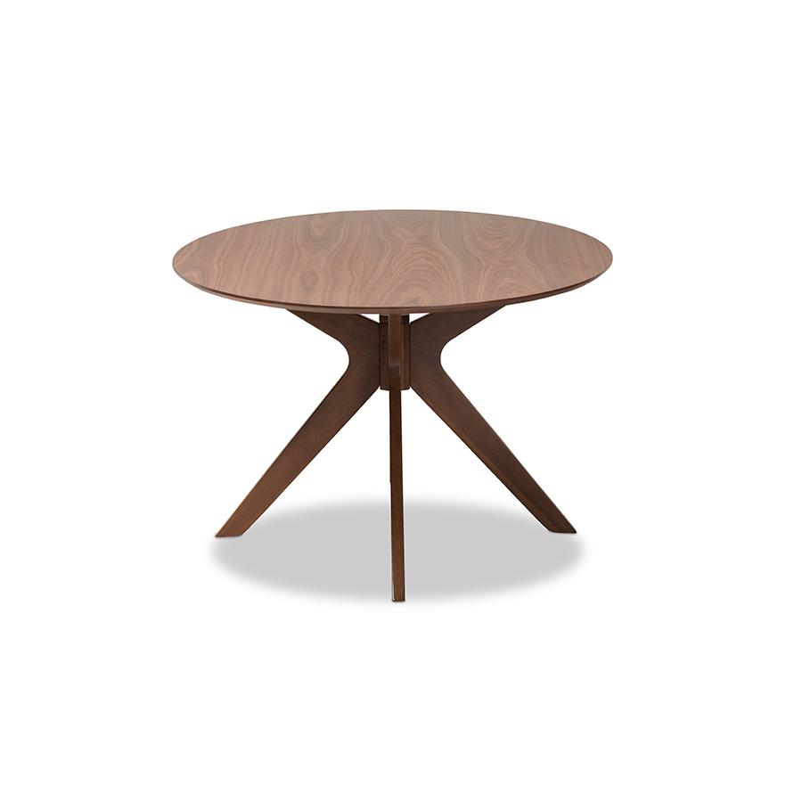 Baxton Studio Monte Mid-Century Modern Walnut Brown Finished Wood 71-Inch Oval Dining Table