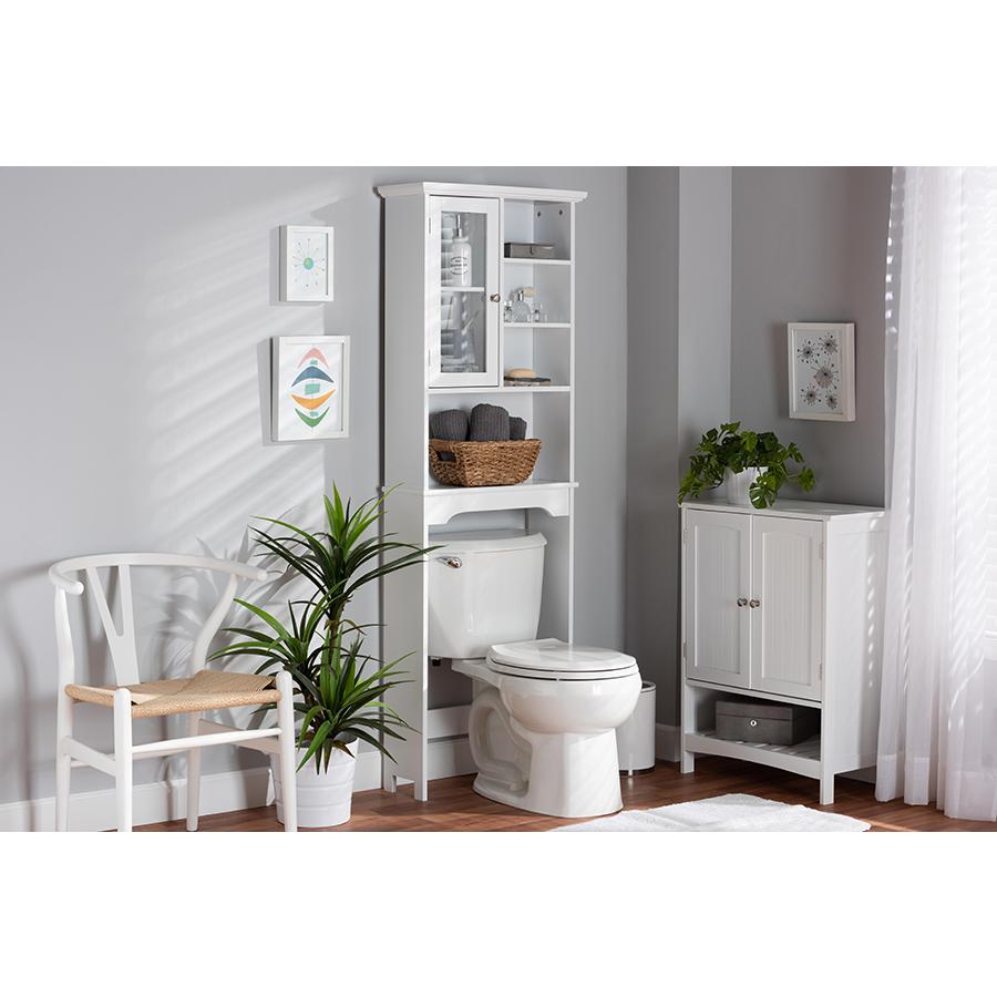 Baxton Studio Campbell Modern And Contemporary White Finished Wood Over The Toilet Bathroom Storage Cabinet