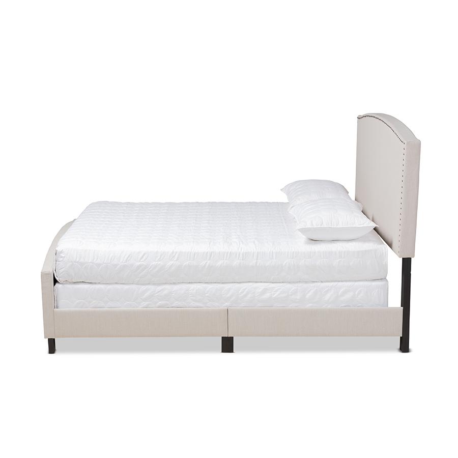 Morgan Modern Transitional Beige Fabric Upholstered Queen Size Panel Bed