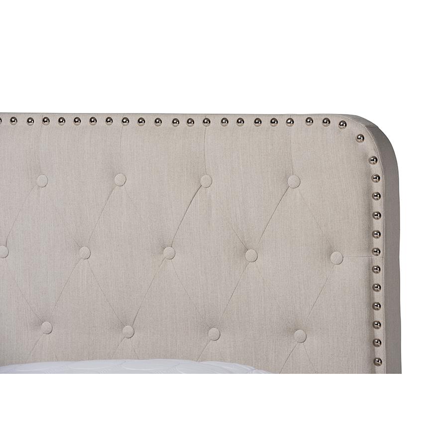 Annalisa Modern Transitional Beige Fabric Upholstered Button Tufted Queen Size Panel Bed