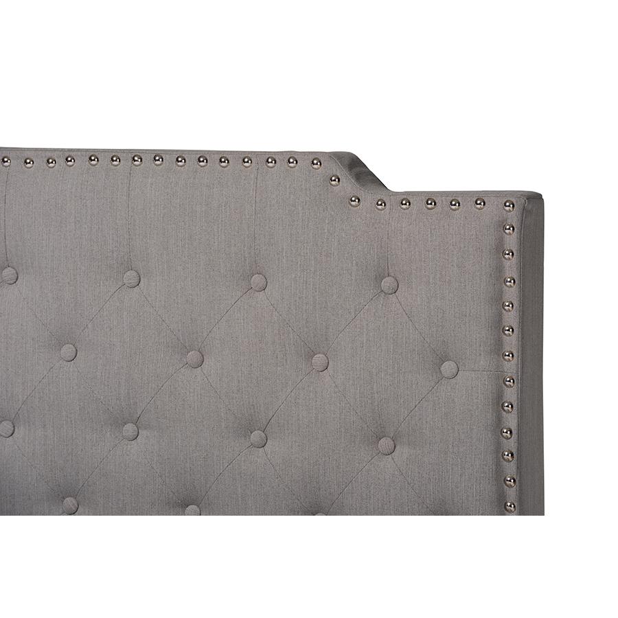 Marion Modern Transitional Grey Fabric Upholstered Button Tufted Queen Size Panel Bed