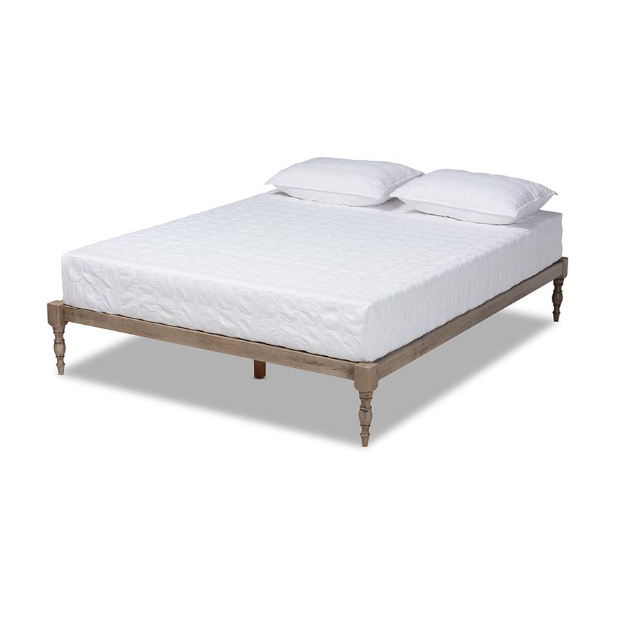 Image of Baxton Studio Iseline Modern And Contemporary Antique Grey Finished Wood Queen Size Platform Bed Frame