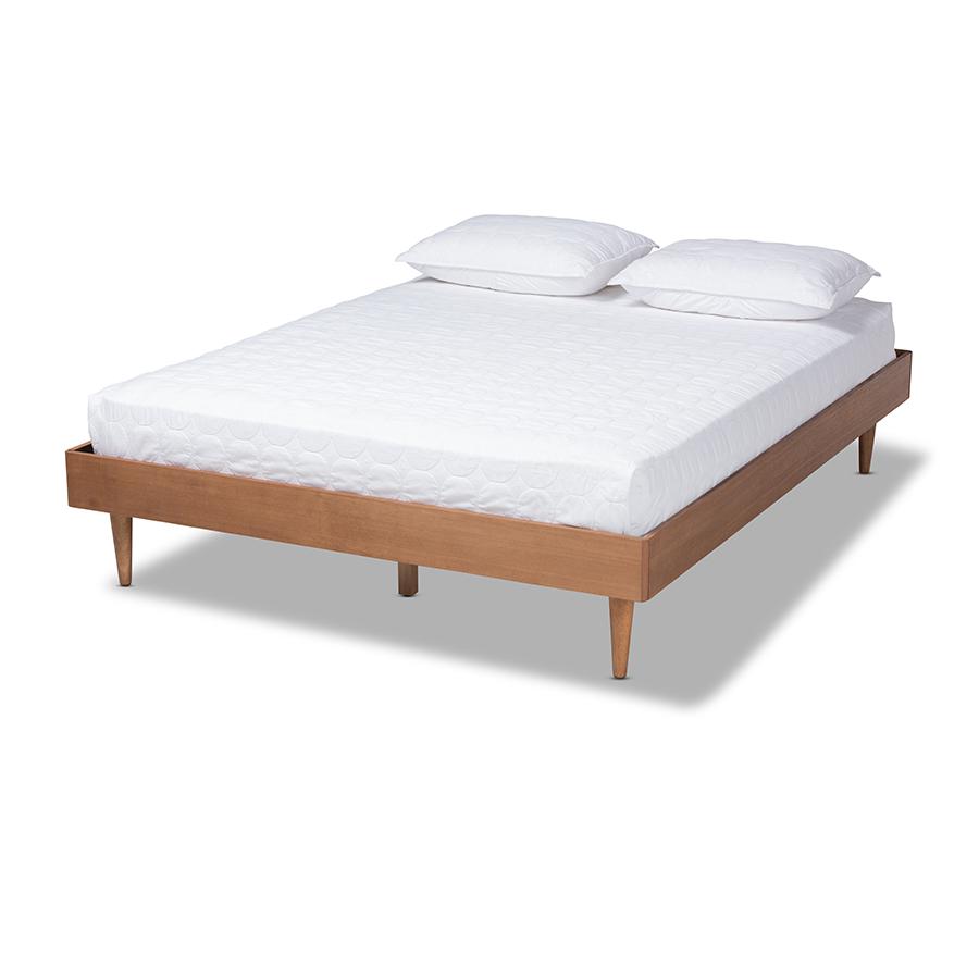 Image of Baxton Studio Rina Mid-Century Modern Ash Wanut Finished Queen Size Wood Bed Frame