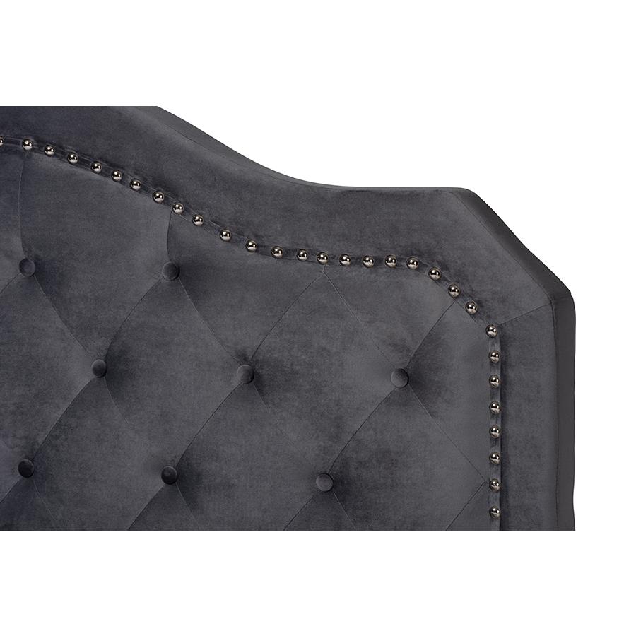 Baxton Studio Samantha Modern And Contemporary Grey Velvet Fabric Upholstered Queen Size Button Tufted Bed