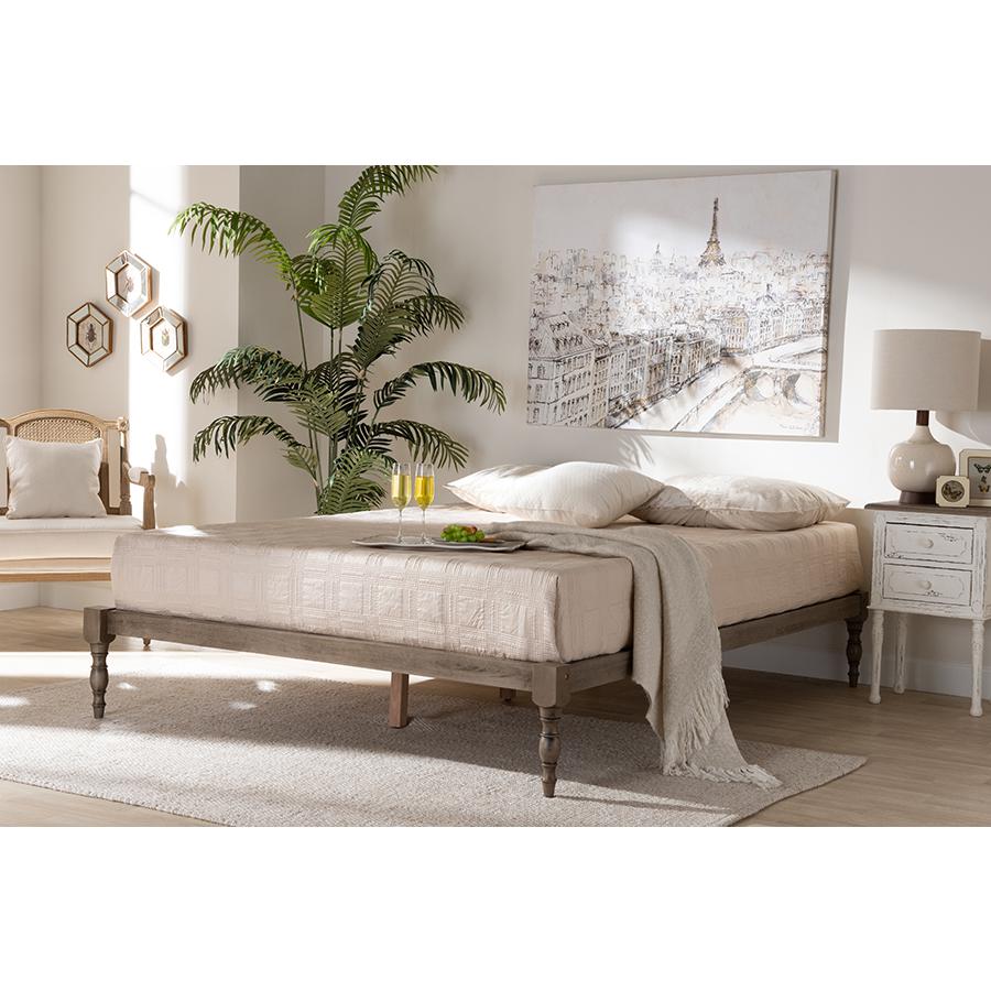 Baxton Studio Iseline Modern And Contemporary Antique Grey Finished Wood Queen Size Platform Bed Frame