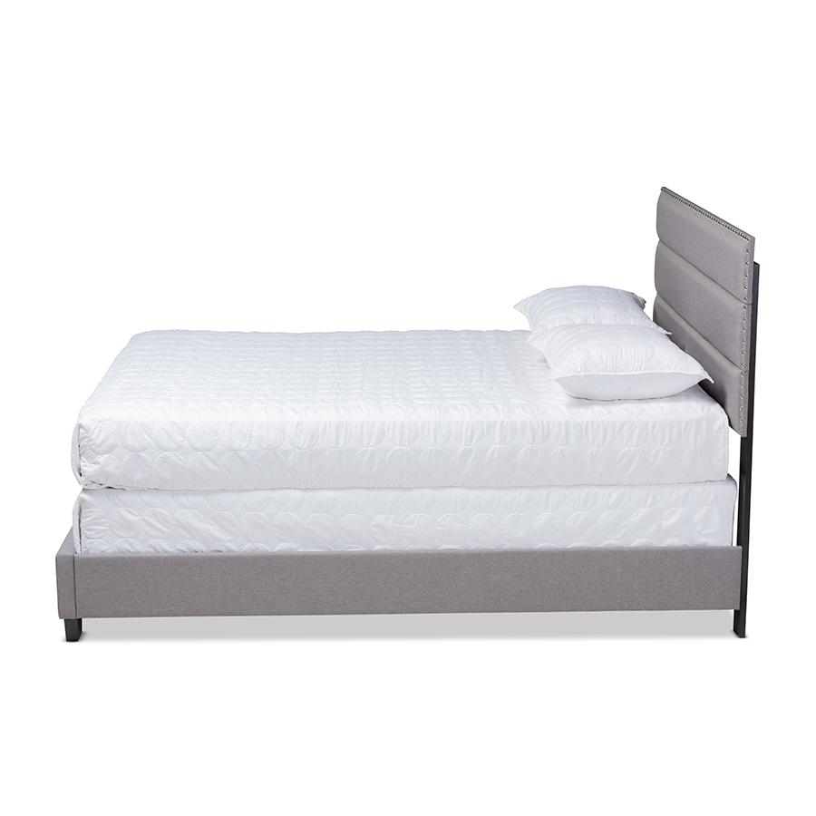 Baxton Studio Ansa Modern And Contemporary Grey Fabric Upholstered King Size Bed