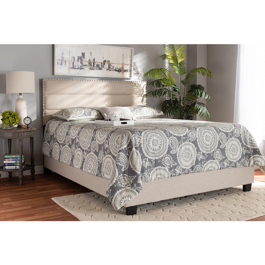 Baxton Studio Ansa Modern And Contemporary Beige Fabric Upholstered King Size Bed
