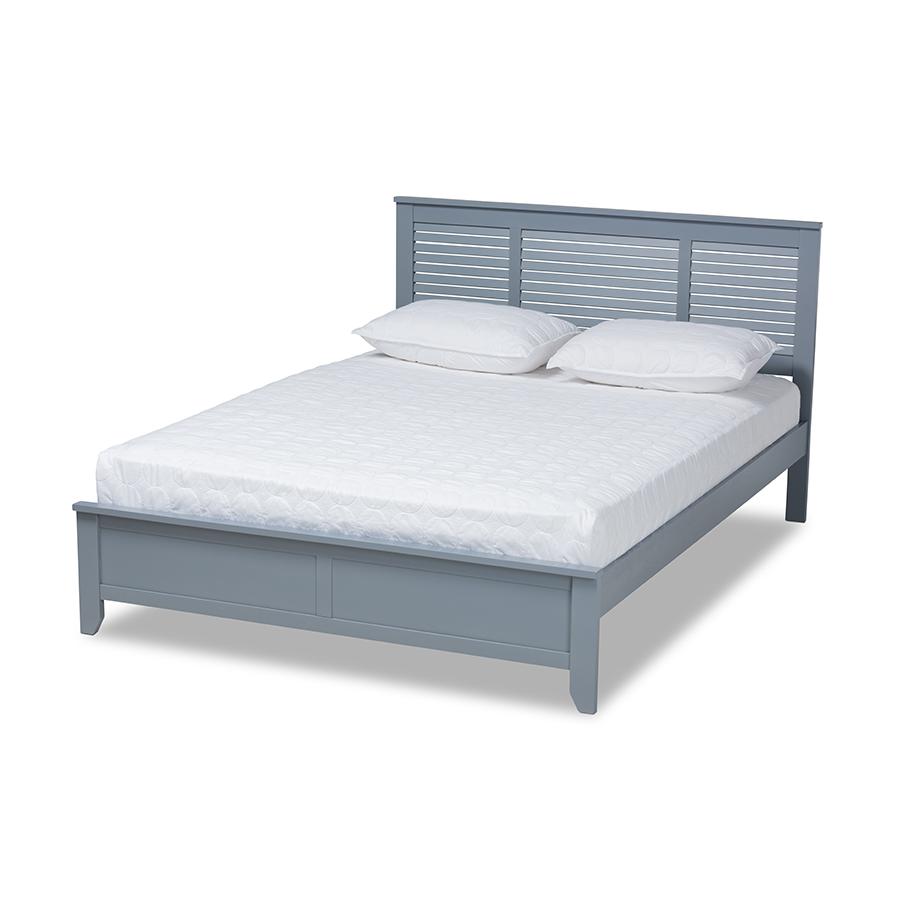 Image of Baxton Studio Adela Modern And Contemporary Grey Finished Wood Full Size Platform Bed