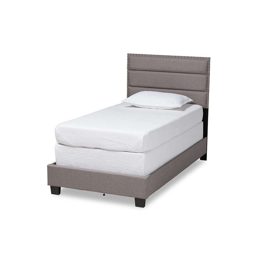 Image of Baxton Studio Ansa Modern And Contemporary Grey Fabric Upholstered Twin Size Bed