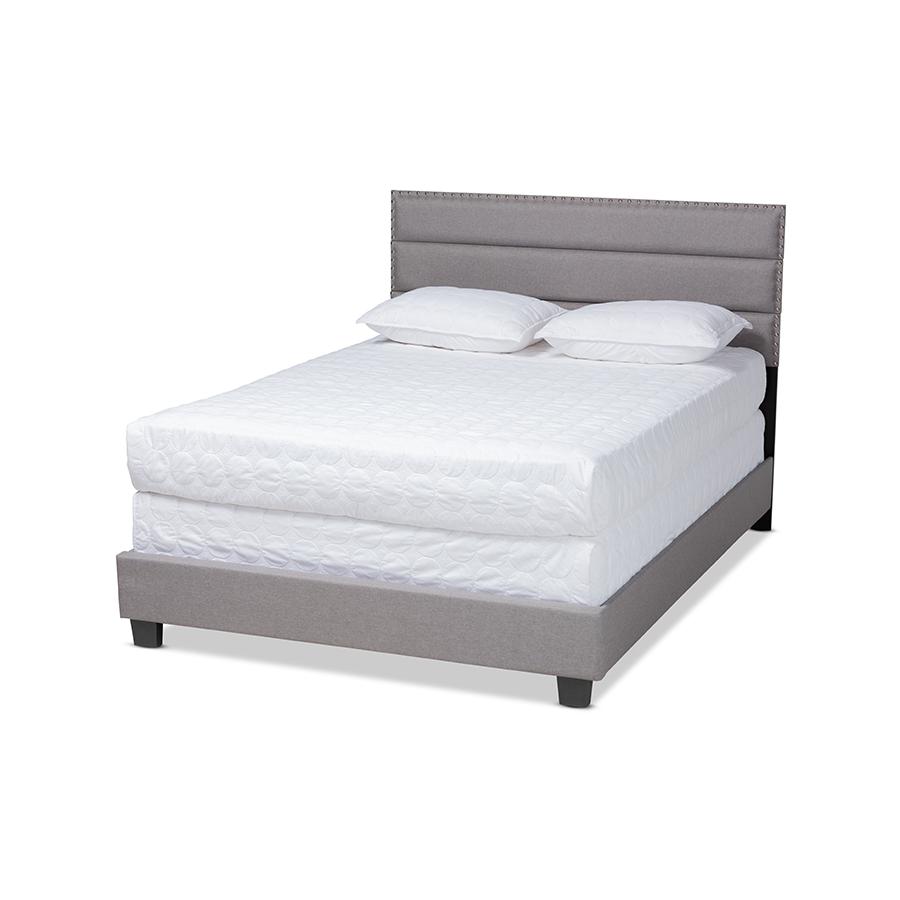 Image of Baxton Studio Ansa Modern And Contemporary Grey Fabric Upholstered Full Size Bed