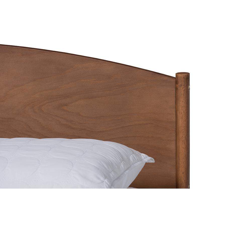 Baxton Studio Leanora Mid-Century Modern Ash Wanut Finished Full Size Wood Platform Bed