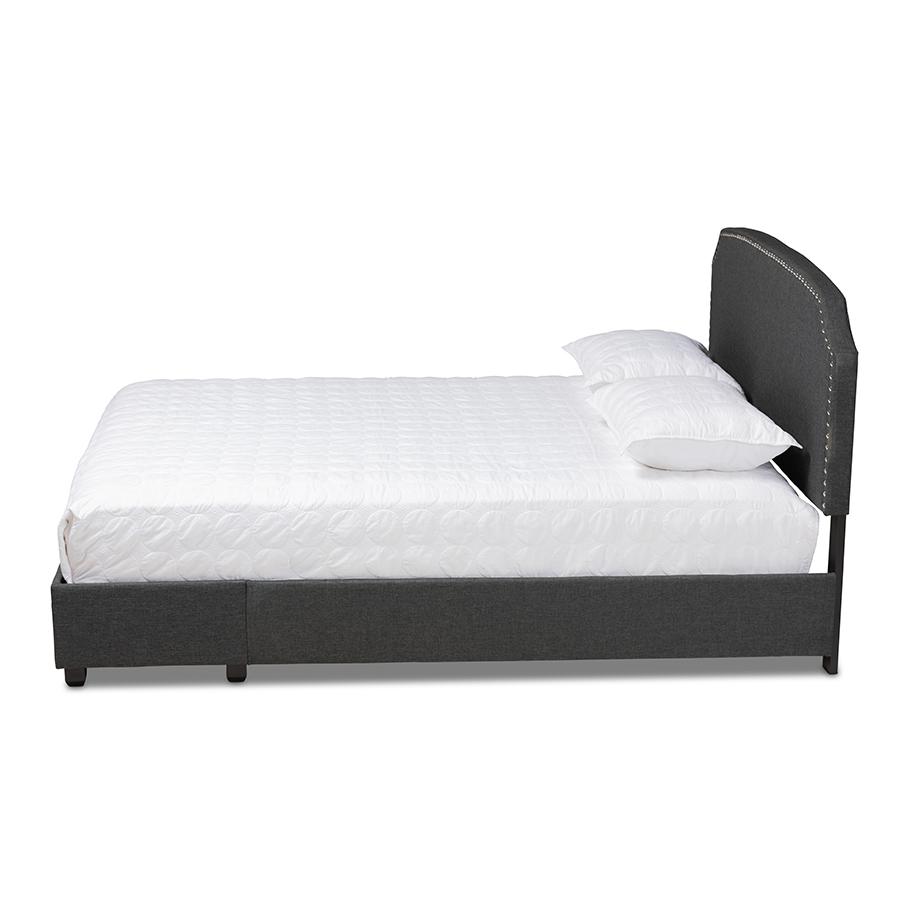 Baxton Studio Larese Dark Grey Fabric Upholstered 2-Drawer Queen Size Platform Storage Bed