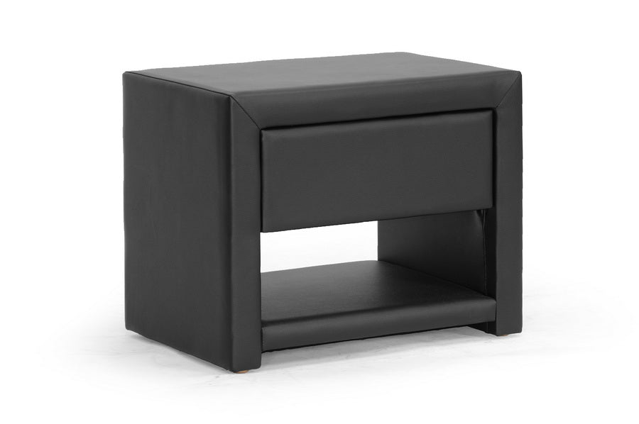 Image of Massey Black Upholstered Nightstand