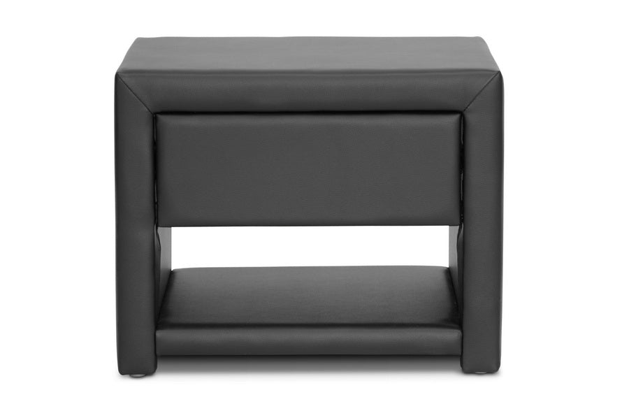 Massey Black Upholstered Nightstand
